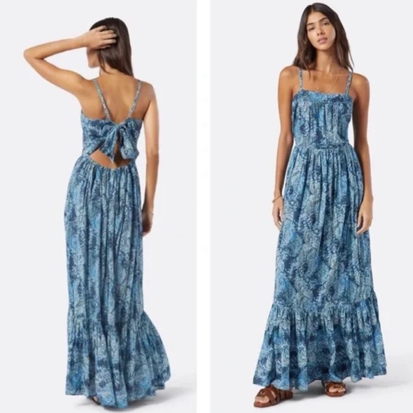 Joie Dresses & Skirts - NEW Joie Elissabet Tiered Tie-Back Printed Maxi Dress Blue Size S Pockets